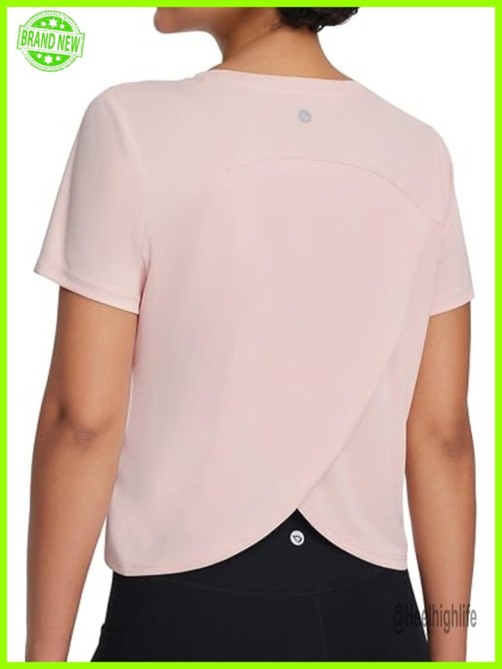 Women's Athletic Short Sleeve Cropped Split Back UPF 50+ Quick Dry Running Top